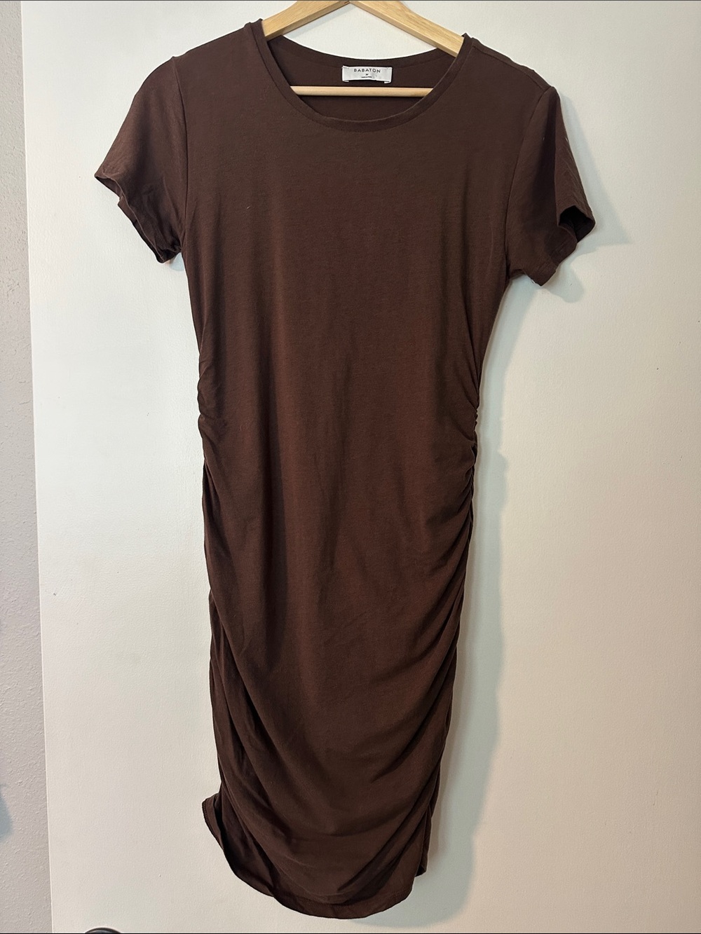 Aritzia Babaton Brown Dress with Ruched Detail